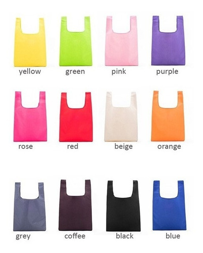 Imagen 3 de 9 de Bolso Ecológico Plegable Nailon Para Compras Varios Colores
