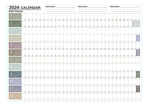 Calendario de pared B 2024, planificador anual de pares, color blanco