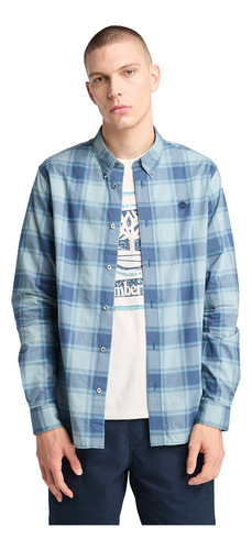 Camisa Timberland Azul Manga Larga A68k7 Hombre