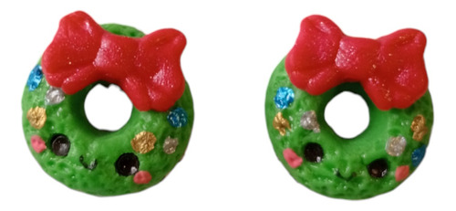 1 Par De Aretes Coronas Navideñas Kawaii