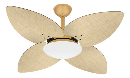 Ventilador Teto Dourado Winds 4 Pás Palha Turbo Ventax 220v Cor Das Pás Natural Diâmetro 120 Cm Material Das Pás Mdf