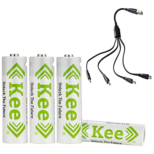 Kee Aa Usb Lithiumion Rechargeable Batteries 4pack, Cha...
