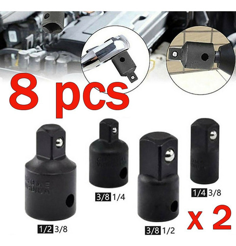 8 Peças Adaptador Soquete Redução 1/4 3/8 1/2 Cr-v