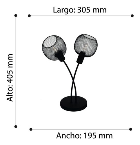 Lámpara De Sobremesa Wrington Acero Negro malla H455 2X40W E14 Cod.43376