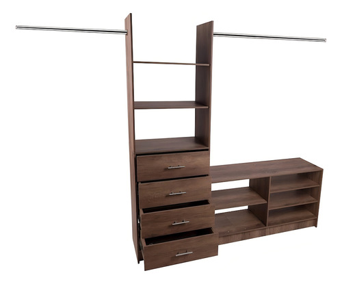 Closet Horizontal 4 Cajones Pueblo 240cm Color Café