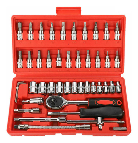 Set De Llaves De Trinquete 46pzs Métrico 1/4'' Con Estuche