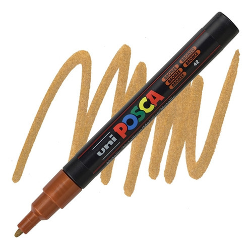 Bolígrafo artístico Posca Fine Line PC-3m de 1,3 mm, color bronce Uniball