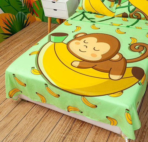 Sábanas Para Niño Cama Semidoble 1,20x 1,90 Colección Safari