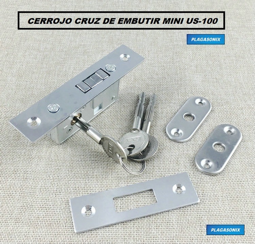 Imagen 3 de 10 de Cerrojo De Embutir Llave Cruz Mini Us-100 Premium Nuevo