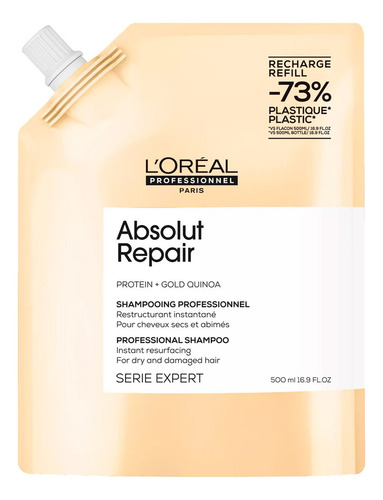 Loreal Absolut Repair Refill Shampoo Cabello Dañado X 500ml