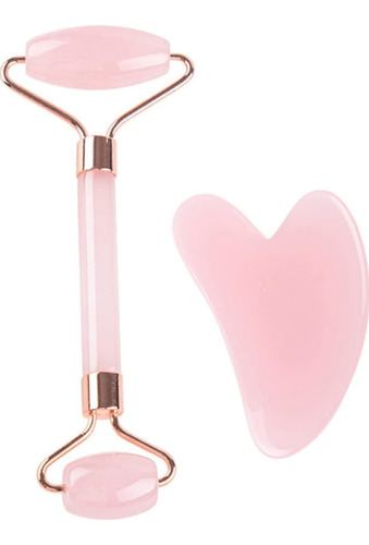 Set Masajeador Facial Gua Sha Y Rodillo Facial De Jade