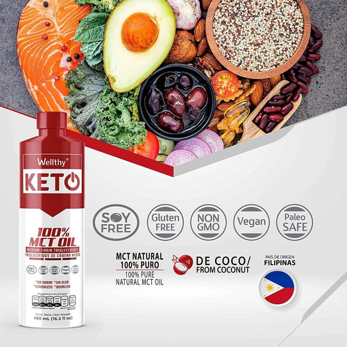 Imagen 4 de 8 de Wellthy Keto Mct Oil Aceite Mct 480ml Se