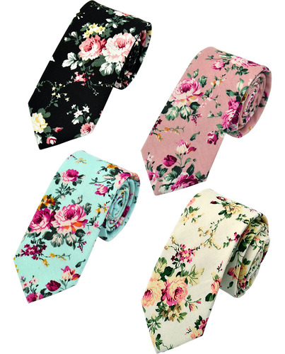 Geek-m Corbata De Algodon Casual Con Estampado Floral Para H