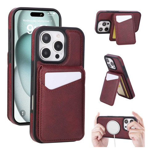 Funda De Piel Sintética Magsafe De Lujo 2 En 1 Para iPhone 11 12 13 14 15 16 Pro Max 14plus 15plus 16plus
