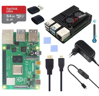 Kit Raspberry Pi 4 Pi4 B 8gb Sd 64gb+fonte+coolerduplo