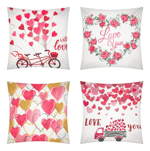 4pcs Fundas De Almohada Feliz Día De San Valentín Fun...