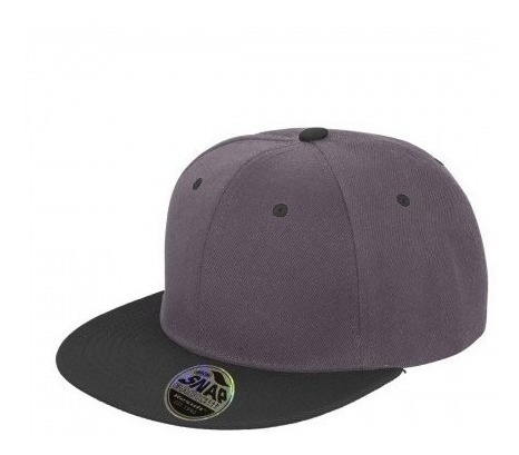 Gorra Plana Lisa Gris Con Negro.