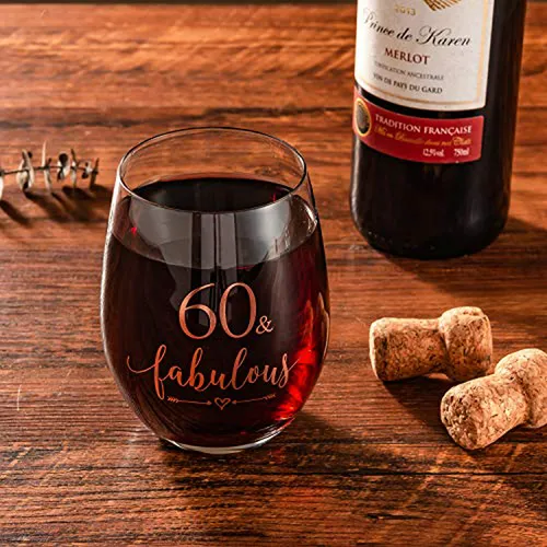 Copa De Vino 60 Y Fabulosa En Oro Rosa Para Regalo De Cump