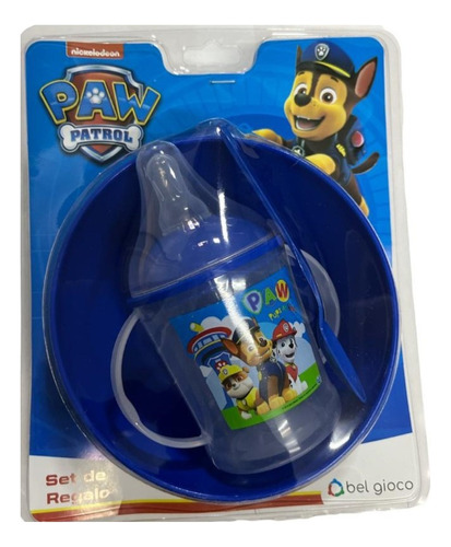 Set X2 Paw Patrol Plato Playo + Vaso C/ Tapa Y Sorbete