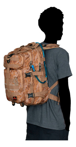 Mochila Crampon Army Camuflada- Trilhas E Rumos Cor Marrom-claro Desenho Do Tecido Camuflado