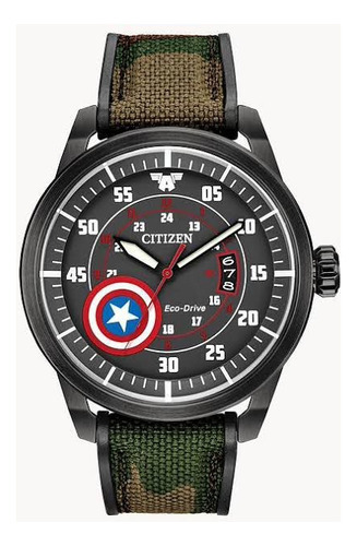 Relógio Masculino Citizen Capitão América Aw1367-05w Cor Da Correia Verde