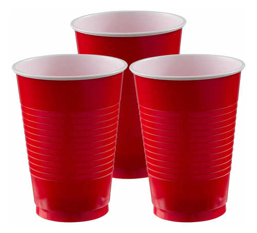 Vaso De Plástico Desechable 12oz Granmark - 20 Piezas Color Rojo