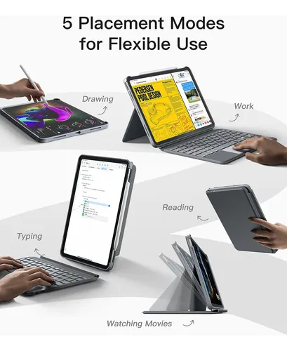 Funda Con Teclado Inateck, Gris, Compatible Con iPad Air 5/4