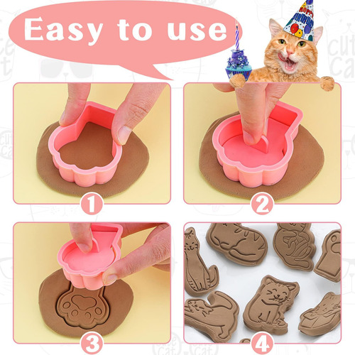 Sawysine 8 Pcs Catters Catie Cookie Con Sellos De Émbolo De