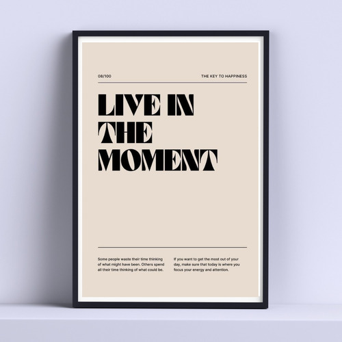 Cuadro Live In The Moment Decorativo 30x40cm Con Vidrio