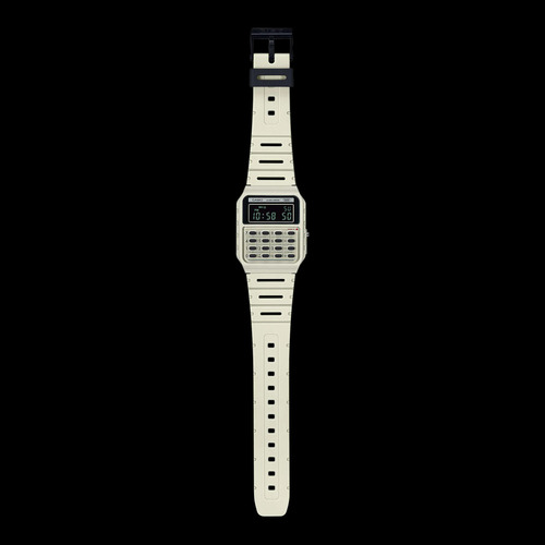 Reloj Casio Calculadora Ca-53wb-8b Blanco Vintage Fondo Negro