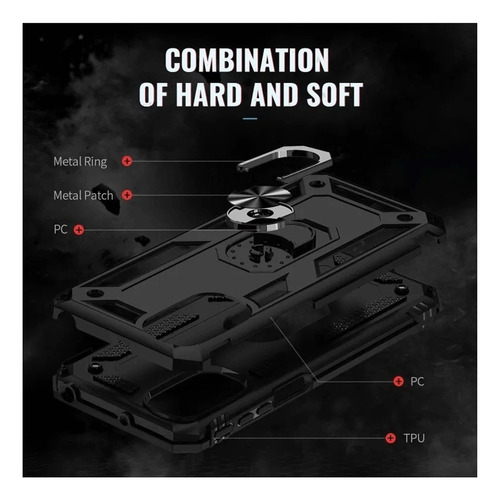 Funda Reforzada Con Anillo Para Modelos De Motorola Negro Moto G60s