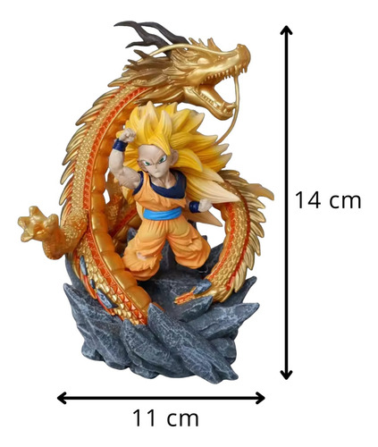Mini Figura De Acción Y Colección Goku Fase 3 Y Shenlong Dbz