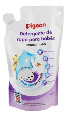 Recarga Detergente De Ropa Para Bebés 450 Ml Pigeon