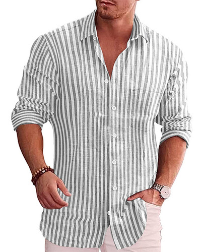 Camiseta De Hombre Camisa Con Cuello En V Algodón Lino Juven