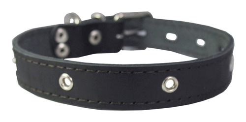 Collar De Perro Con Tachuelas De Cuero Genuino  Negro  1.0 