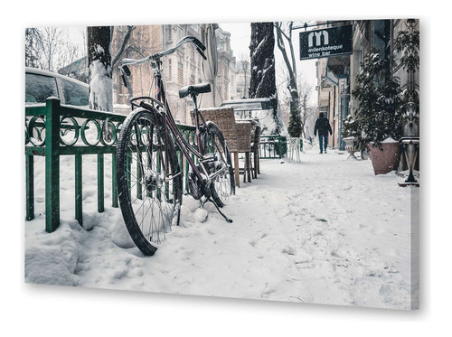 Cuadro 16x24cm Bicicleta Transporte Invierno Winter Ice P4