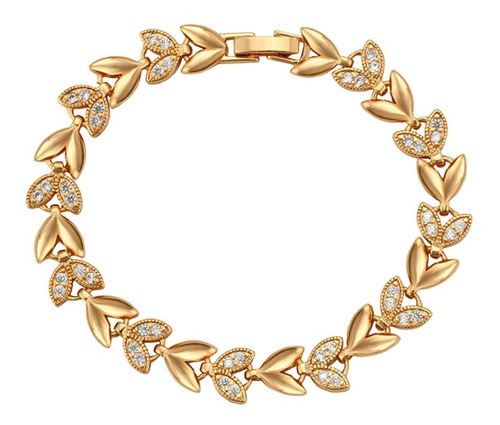 Brazalete Oro 24k Lam Olivo Triunfo Zirconia 18cm X 9mm Muje