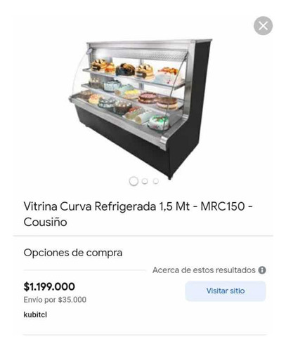 Vitrina Refrigerada Cristal Curvo 1,5 Metros