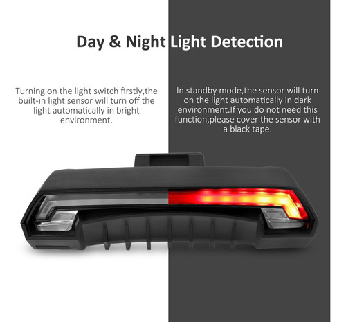 Luz Trasera Inteligente Para Bicicleta Con Intermitentes, Ma