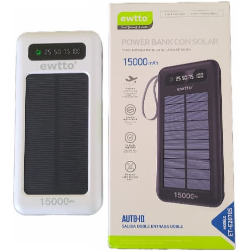 Cargador Portátil Solar Power Bank Ewtto - 15000 Mah 