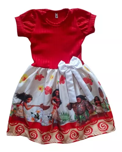 Vestido Infantil Temático Moana Baby Luxo - Pequenos Encantos Baby