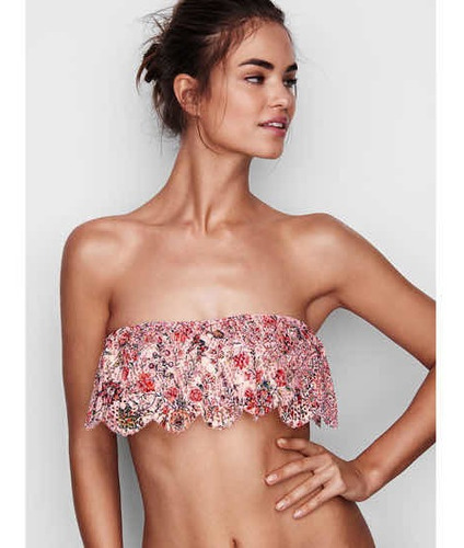 Corpiño Victoria Secret Bandeau Strapless Volados Floral