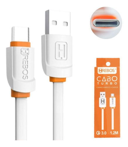 Cabo Usb Carregador Tipo C Turbo 3.0 Dados Celular Hrebos