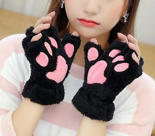 Conjunto De Guantes Y Diadema Con Orejas De Gato