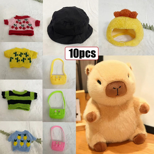 Ning A Peluche Capibara Con 9 Piezas De Ropa Y