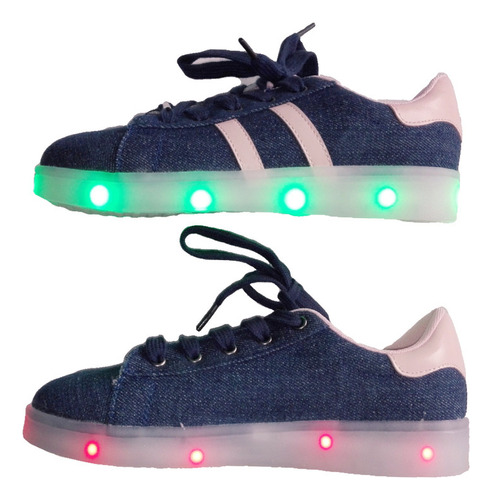 Zapatillas Sneakers Skate Luces Led Mujer Talla 35 Link