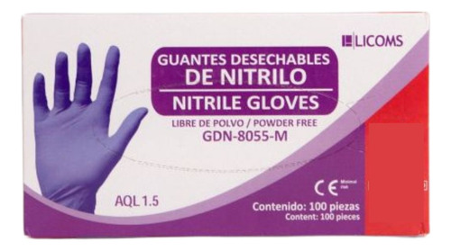 100pz Guante Nitrilo Desechable Alyger Libre Polvo Indigo Talla Chico
