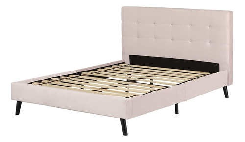 Cama Con Plataforma Maliza, Tamaño Full, Rosa Pálido