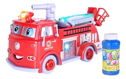 Juguete Camion Bomberos Lanza Burbujas Movimiento Y Sonido