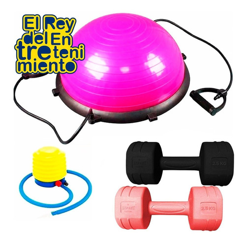 Bosu Media Esfera Grande 60cm + Tensores +2 Mancuerna El Rey